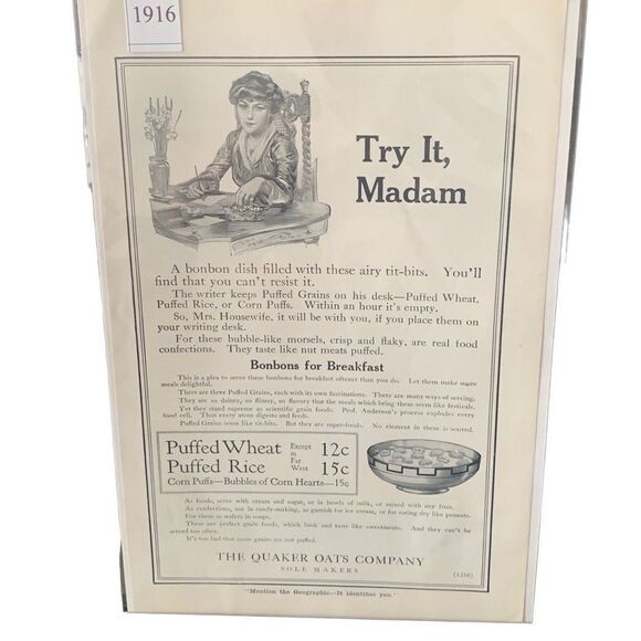 Vintage 1916 Quaker Oats Company Try It Madam Puffed Wheat Rice Ad Advertisement - Picture 4 of 4